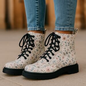 Art Class Girls Zoe Zipper Lace-Up Combat Boots Lightweight Medium Width Sz 3